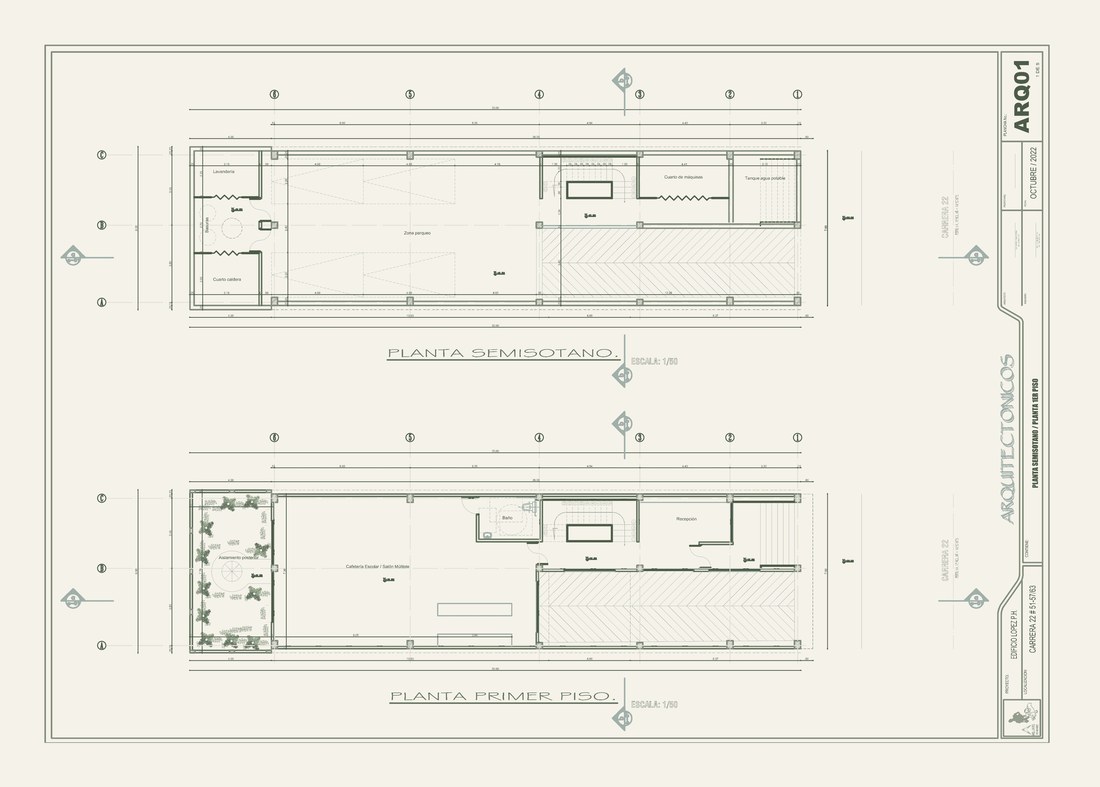 Plano de Entrada ARQ01 — Semisótano y Lobby, Proyecto Cocun