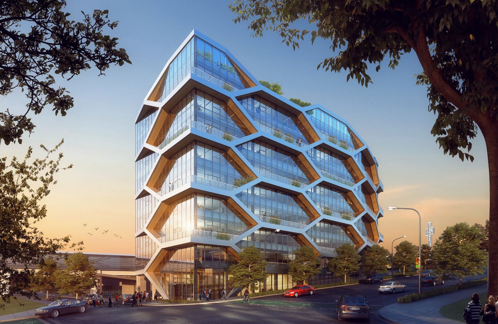 The Hive — edificio de oficinas en mass timber con exoesqueleto celular, Vancouver